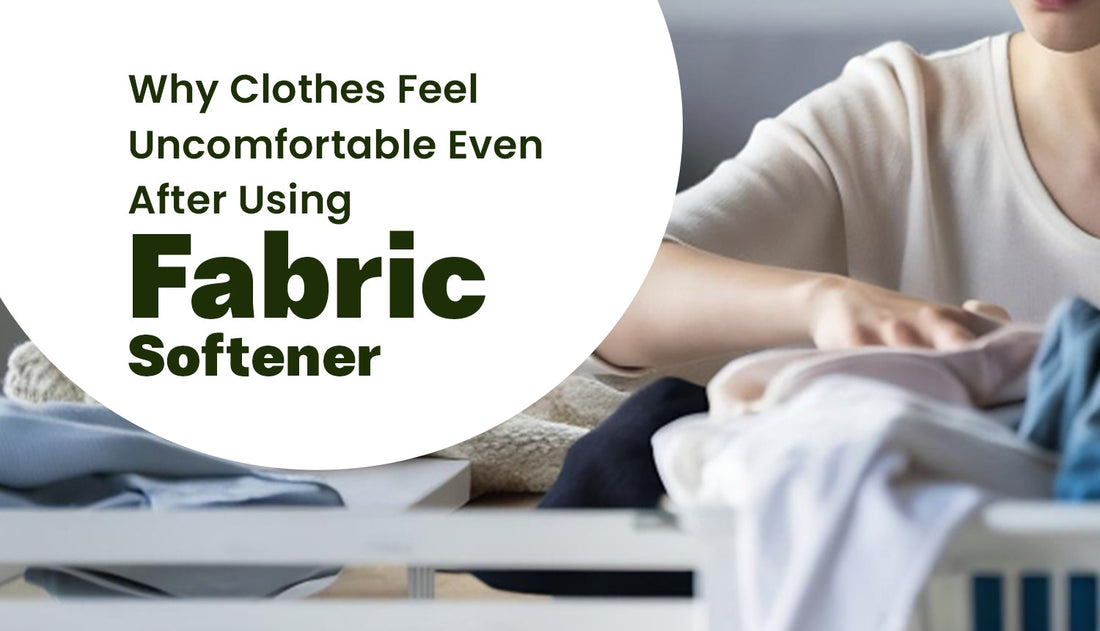 Person holding rough-feeling clothes after washing with fabric softener