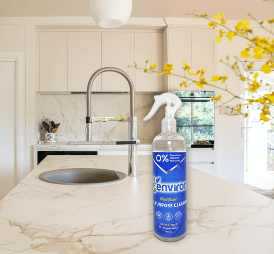 5L All Purpose Cleaner Bottle on a shiny marble kitchentop