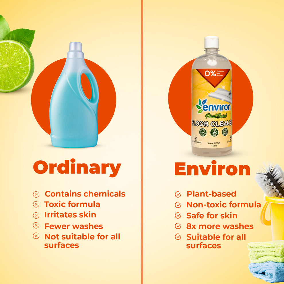 Environ Plant Based Floor Cleaner vs Toxic Floor Cleaner